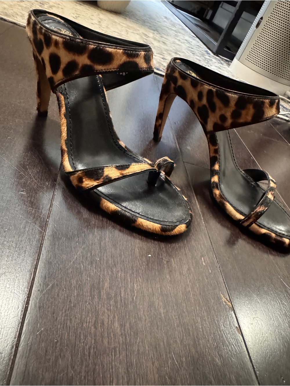 Vince Camuto Leopard Print Open-Toe Stiletto Heels